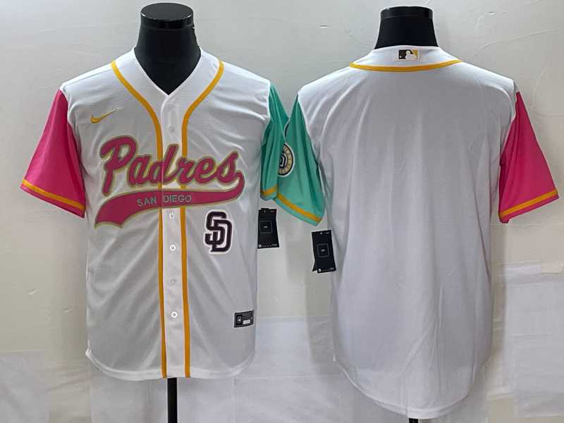 Men%27s San Diego Padres Blank White NEW 2023 City Connect Cool Base Stitched Jerseys